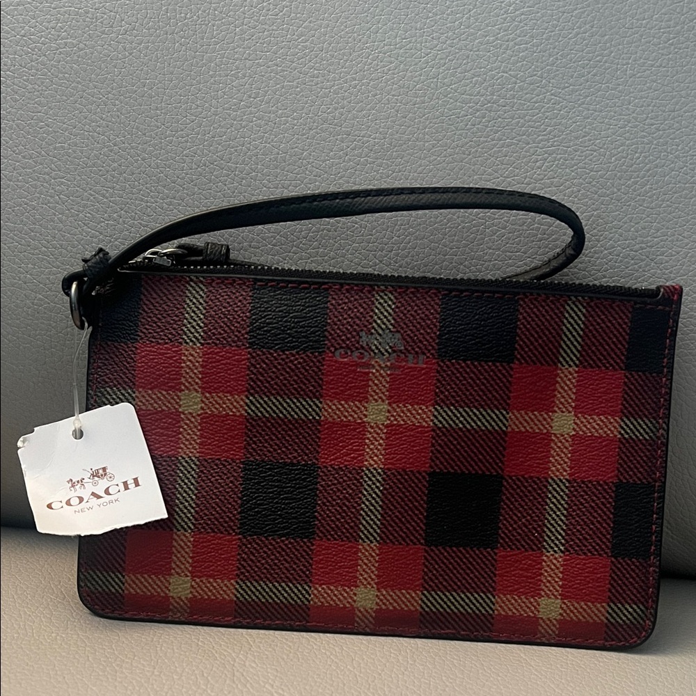 Coach  Red and Black Checkered Wristlet